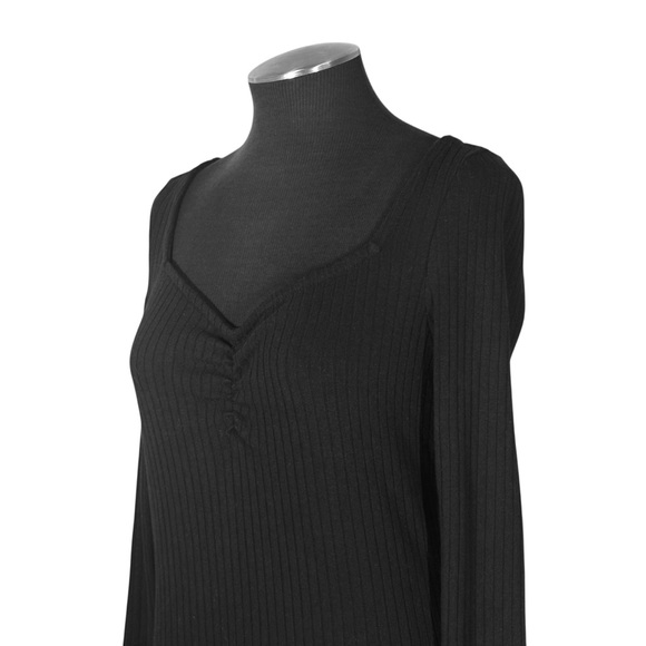 🆕 Madewell – Black Ribbed Sweetheart Neck Cotton Blend Top – Small - Picture 8 of 12